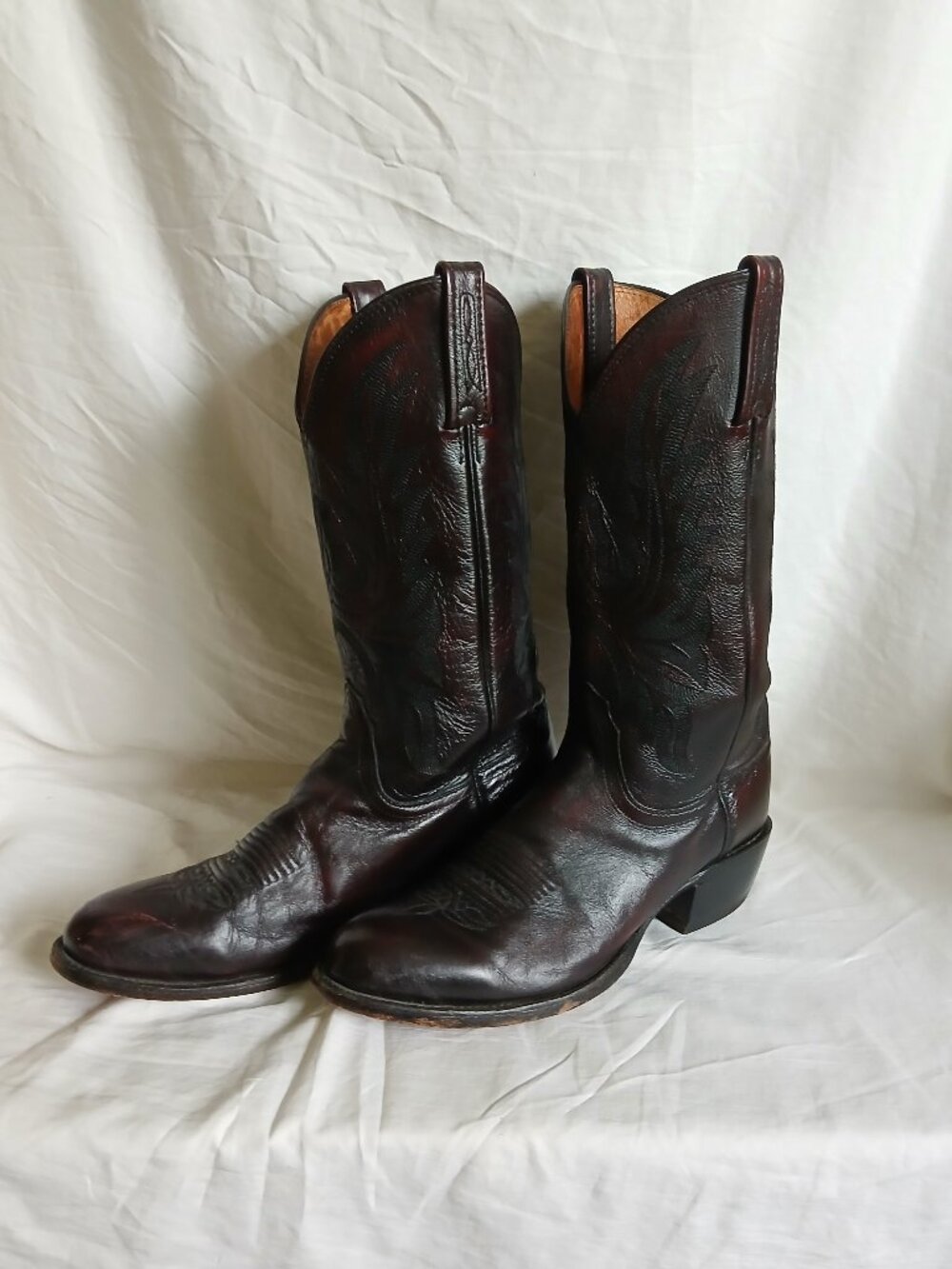 Lucchese 1883 Black Cherry Western Calf 'Carson' Boots M  8 1/2D M1021 R4  2013